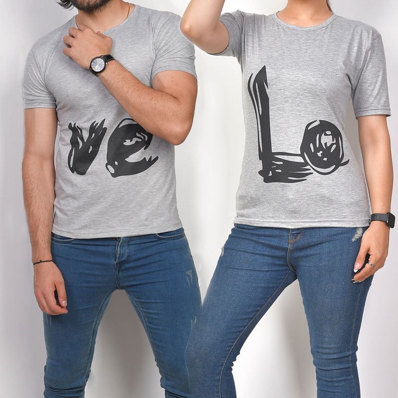 ست تيشرت LOVE مدل RIMI طوسي