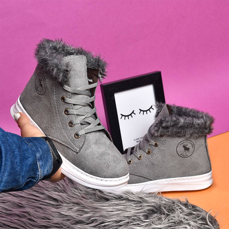 نیم بوت دخترانه طوسی مدل Kety