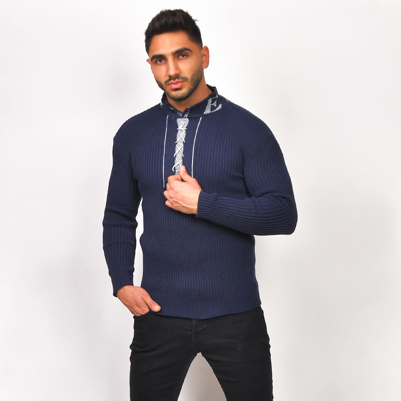 پلیوربافت سرمه ای مردانه مدل Ashot