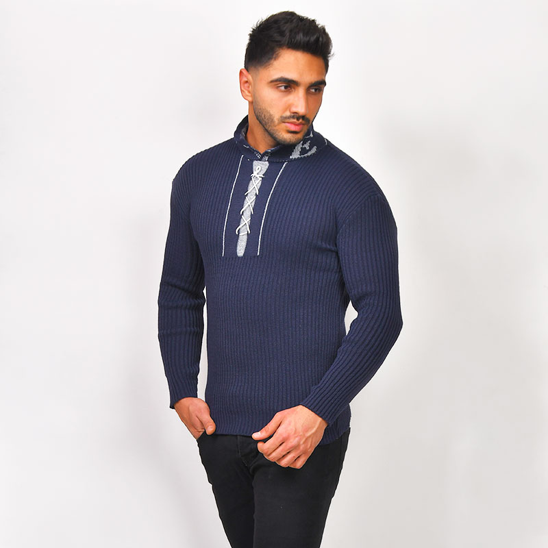 پلیوربافت سرمه ای مردانه مدل Ashot