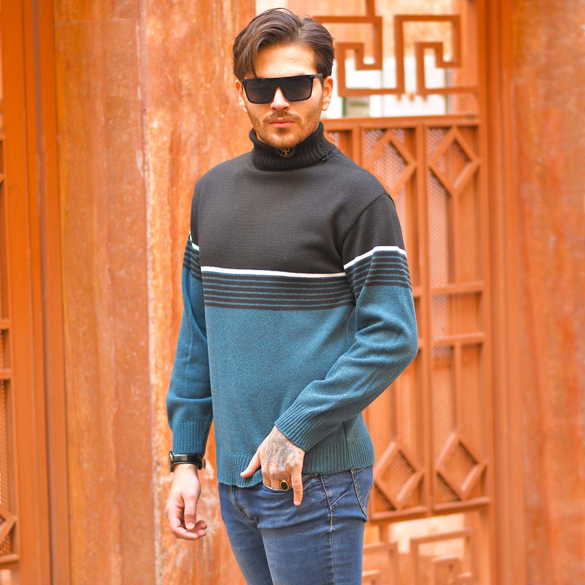 پلیور بافت یقه اسکی مردانه مدل Borna