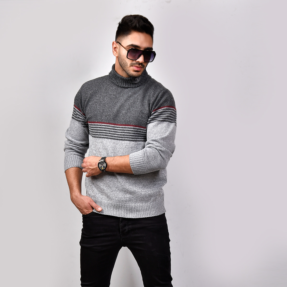 پلیور بافت یقه اسکی مردانه مدل Armin