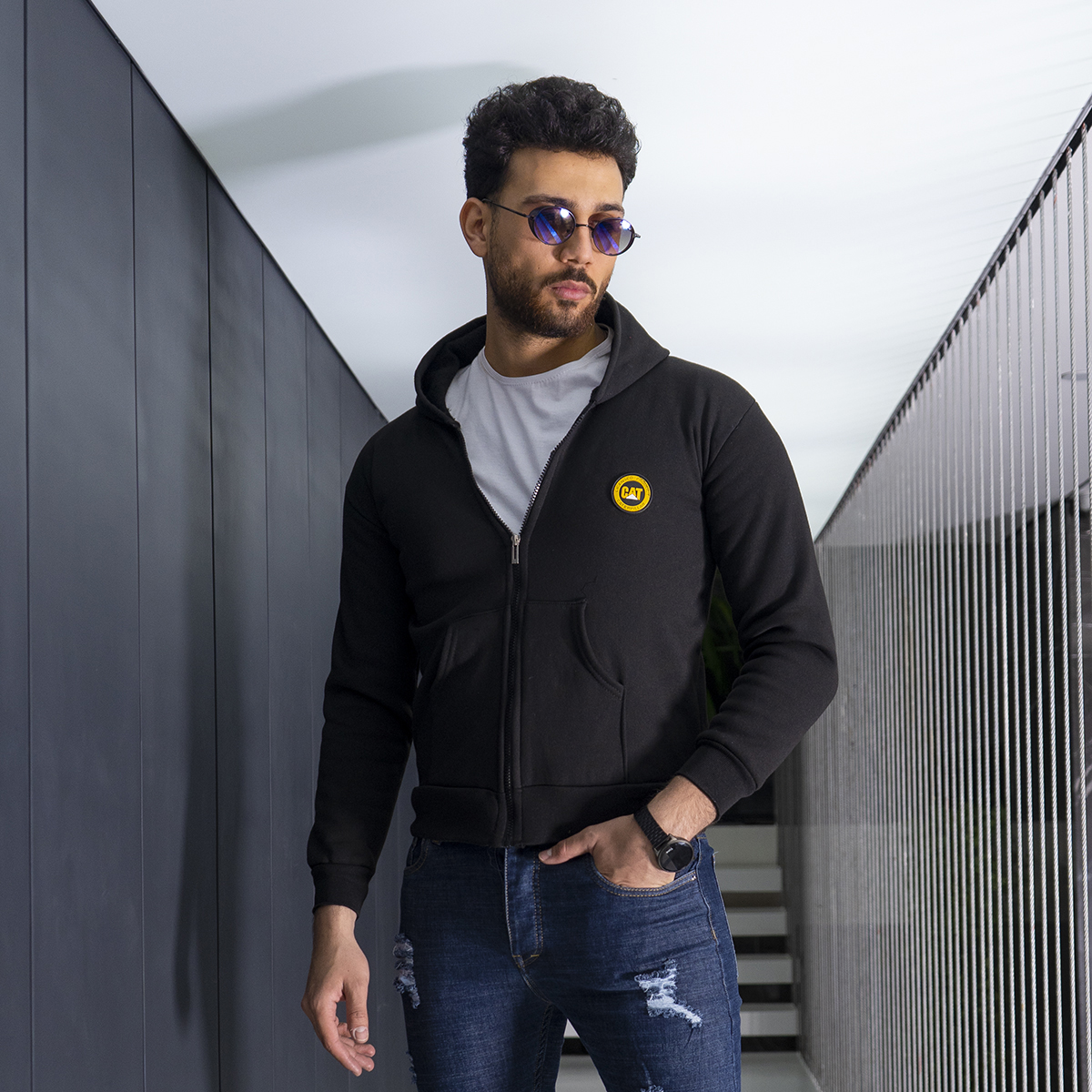 سوئیشرت تو کرکی مدل cat مشکی