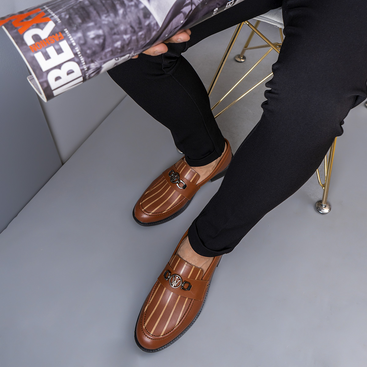 کالج عسلی مازراتی خط دار مدل Emava