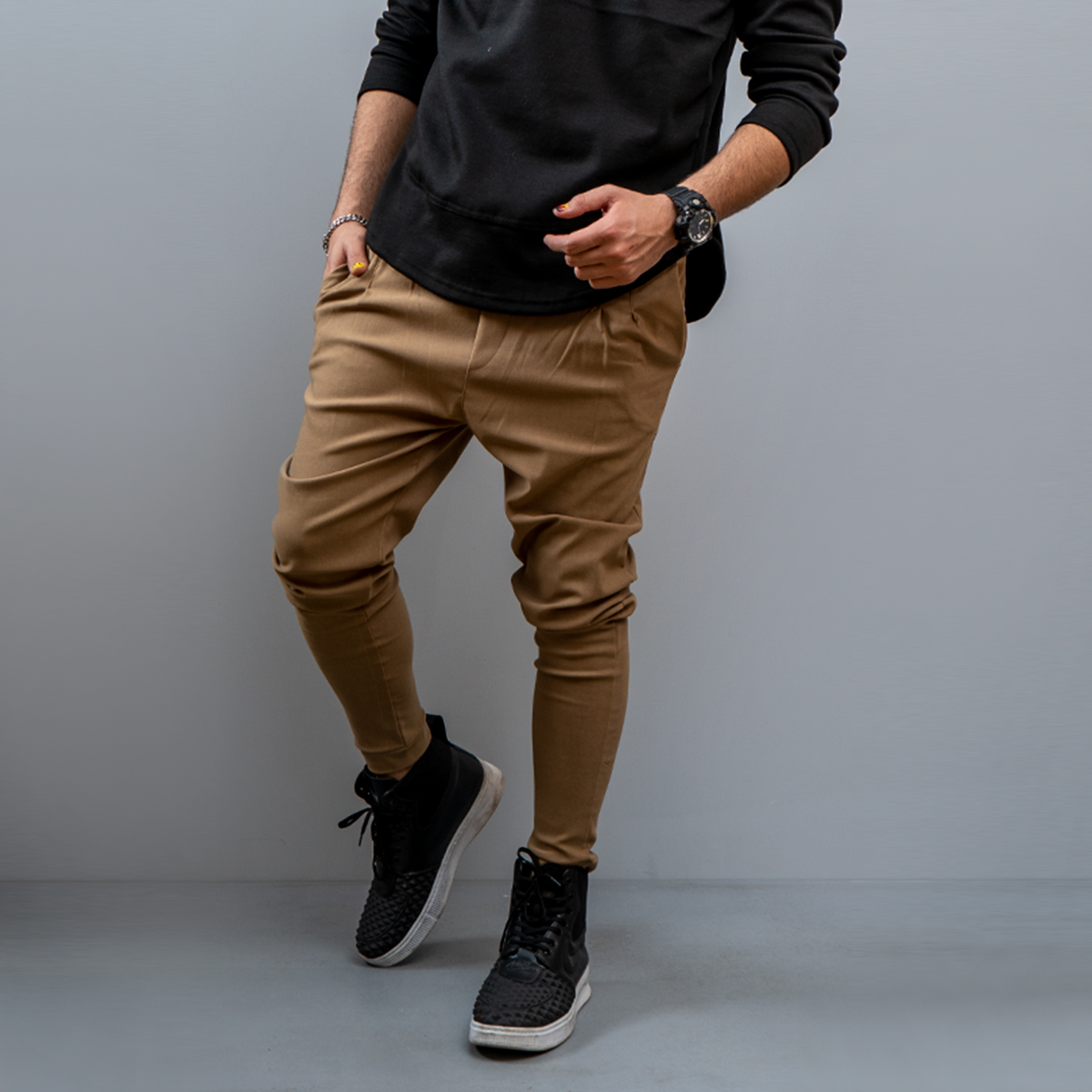 شلوار اسلش مردانه خاكي مدل Pirima