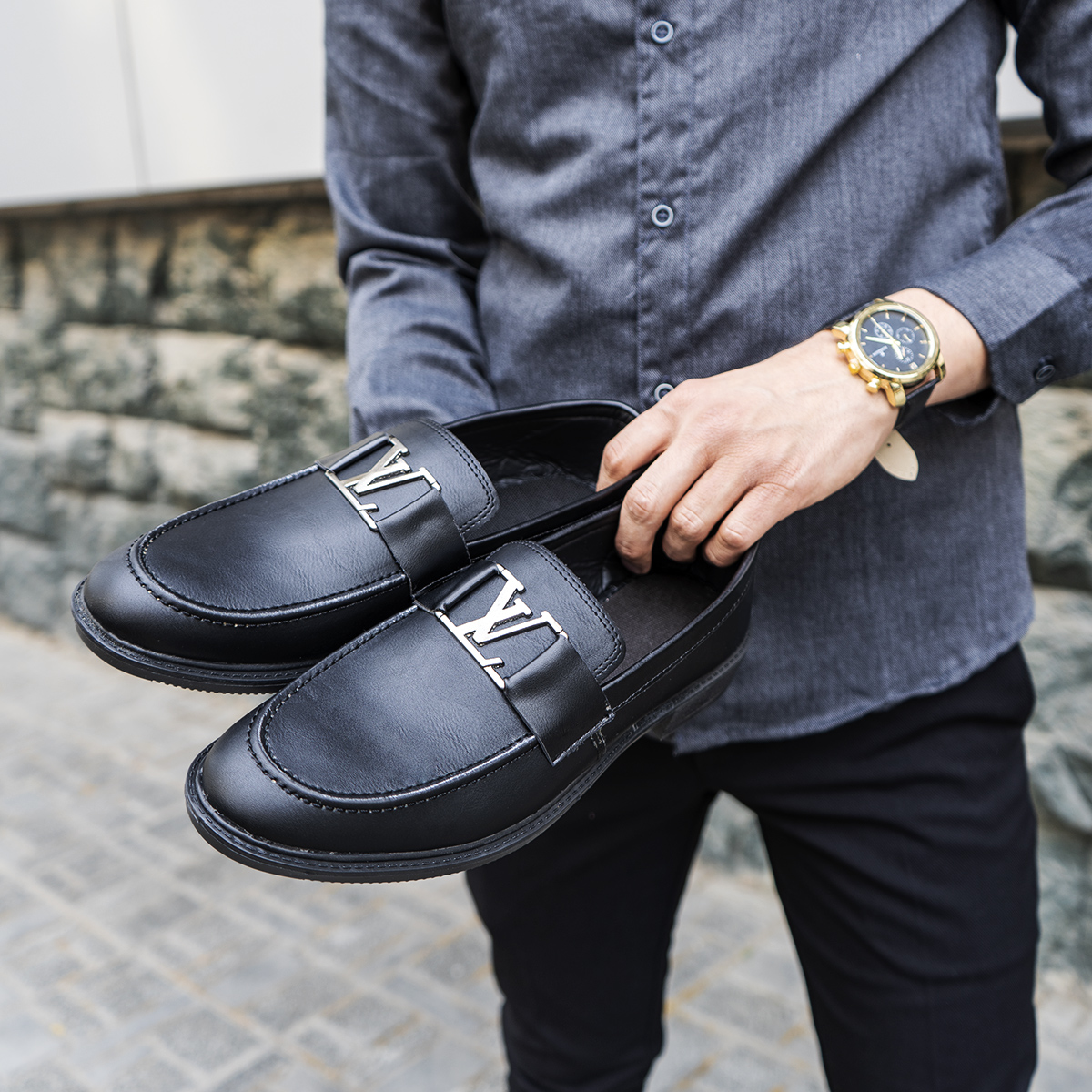 كالج مردانه مشكي  LV مدل Harbet