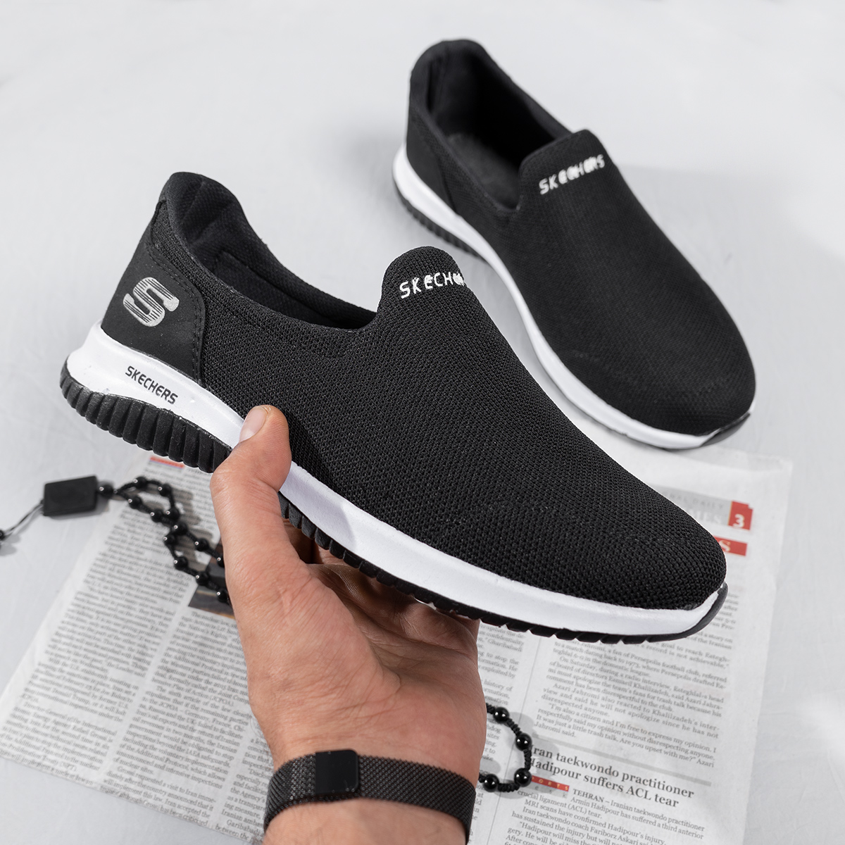 کفش ورزشی اسکیچرز مردانه مشکی مدل Tarok