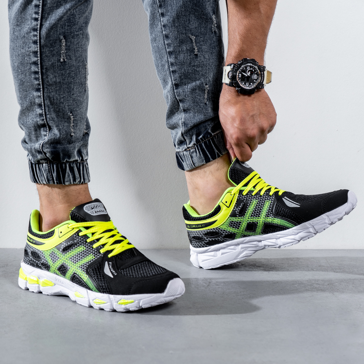 کفش ورزشی اسیکس مردانه مشکی سبز مدل kayano