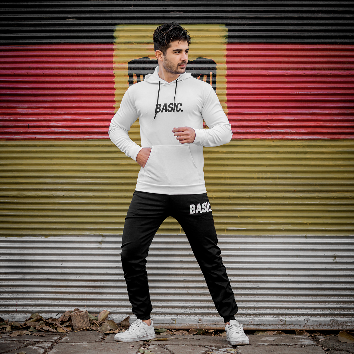 ست هودی شلوار طرح BASIC مدلzxa