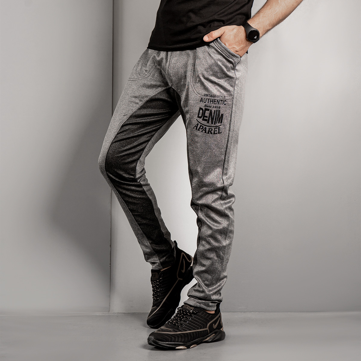 شلوار اسلش مردانه(T) طوسی ذغالی مدل 2340