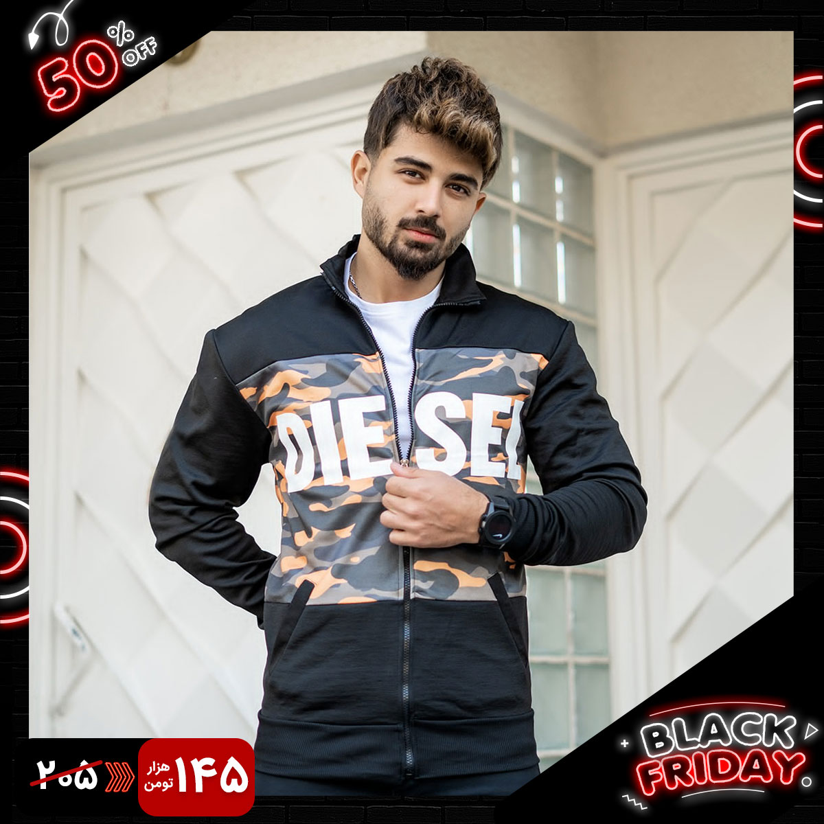 سوییشرت دیزل نارنجی مردانه مدل morio