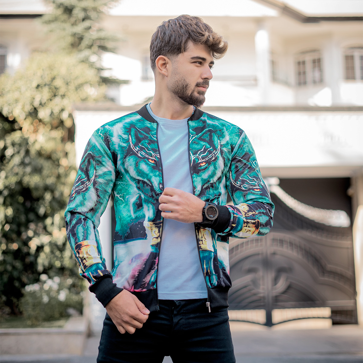 سوییشرت مردانه طرح گرگ مدل L712