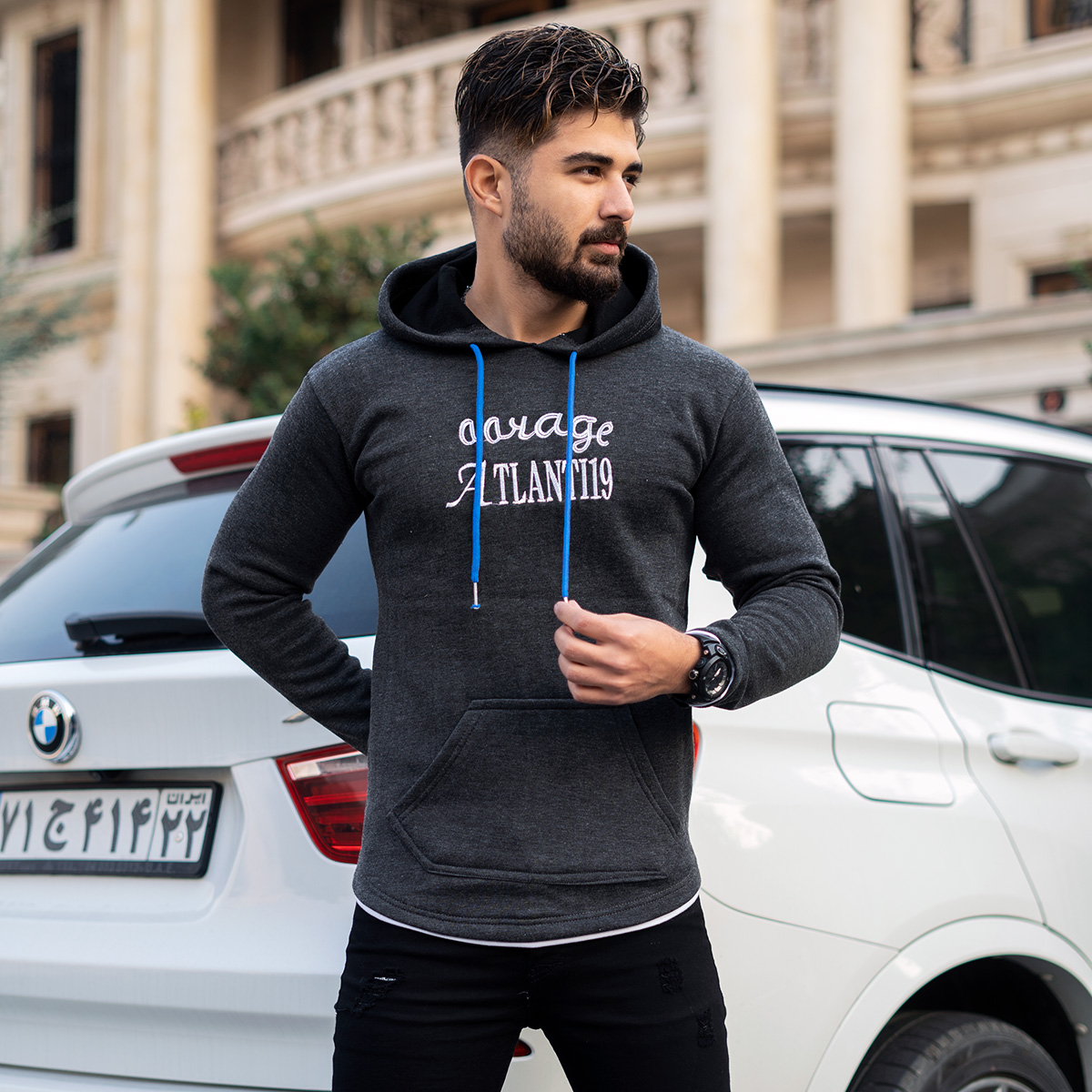 هودی ذغالی مردانه مدل Atlanti