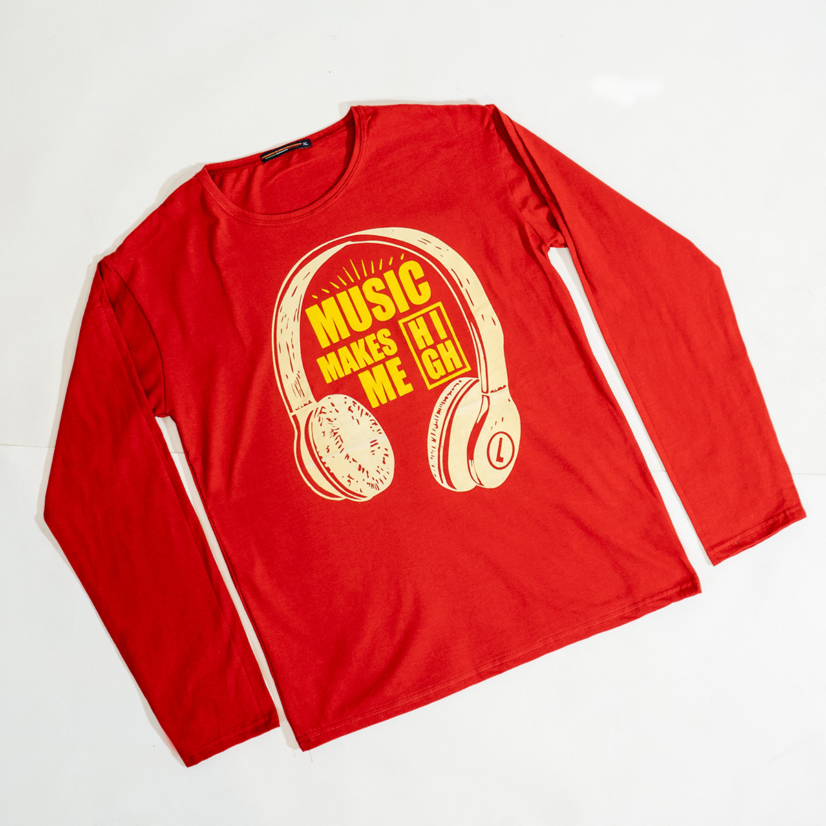 تیشرت آستین بلند مردانه طرح هدست قرمز مدل O22