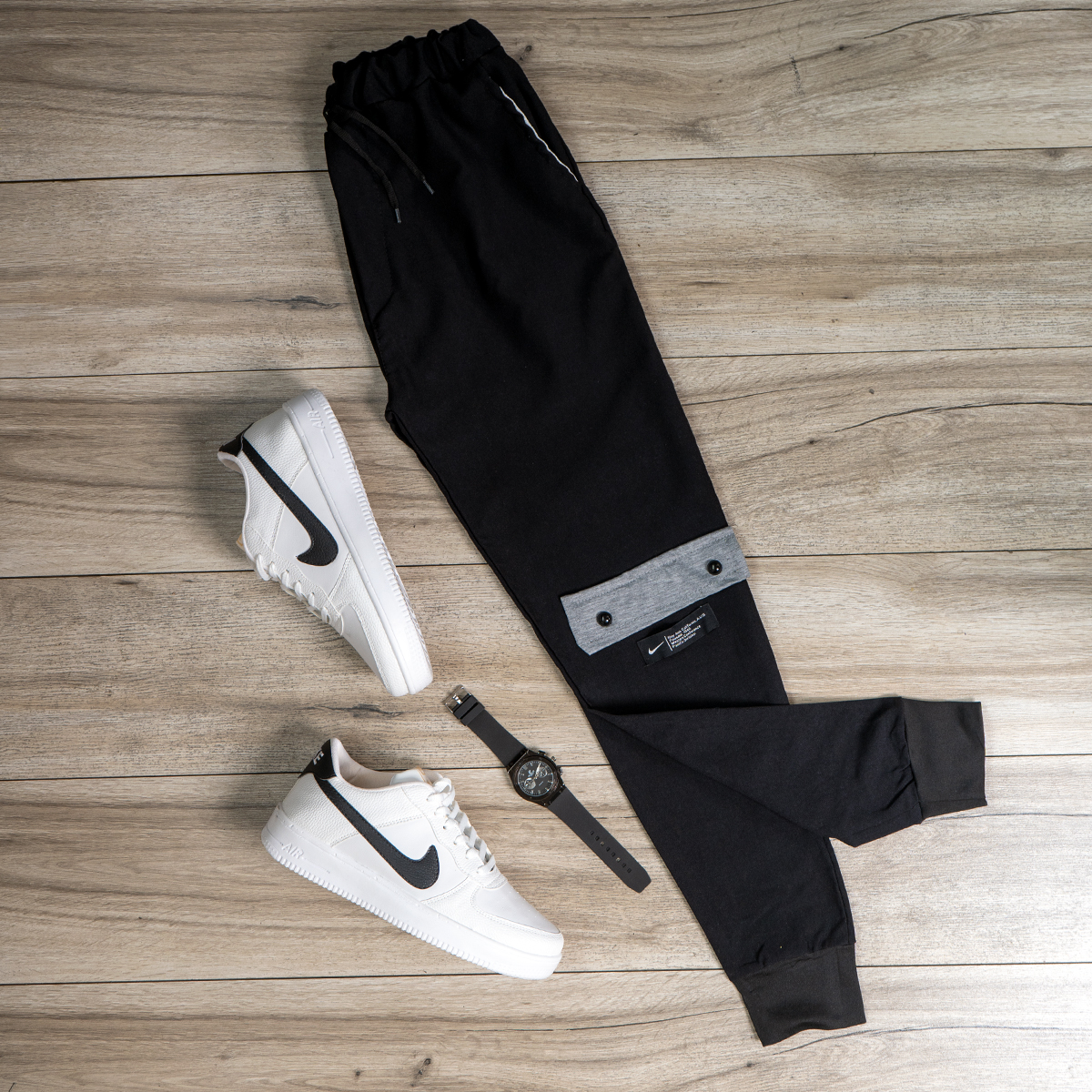 شلوار اسلش مشکی طوسی مردانه مدل Mehrab