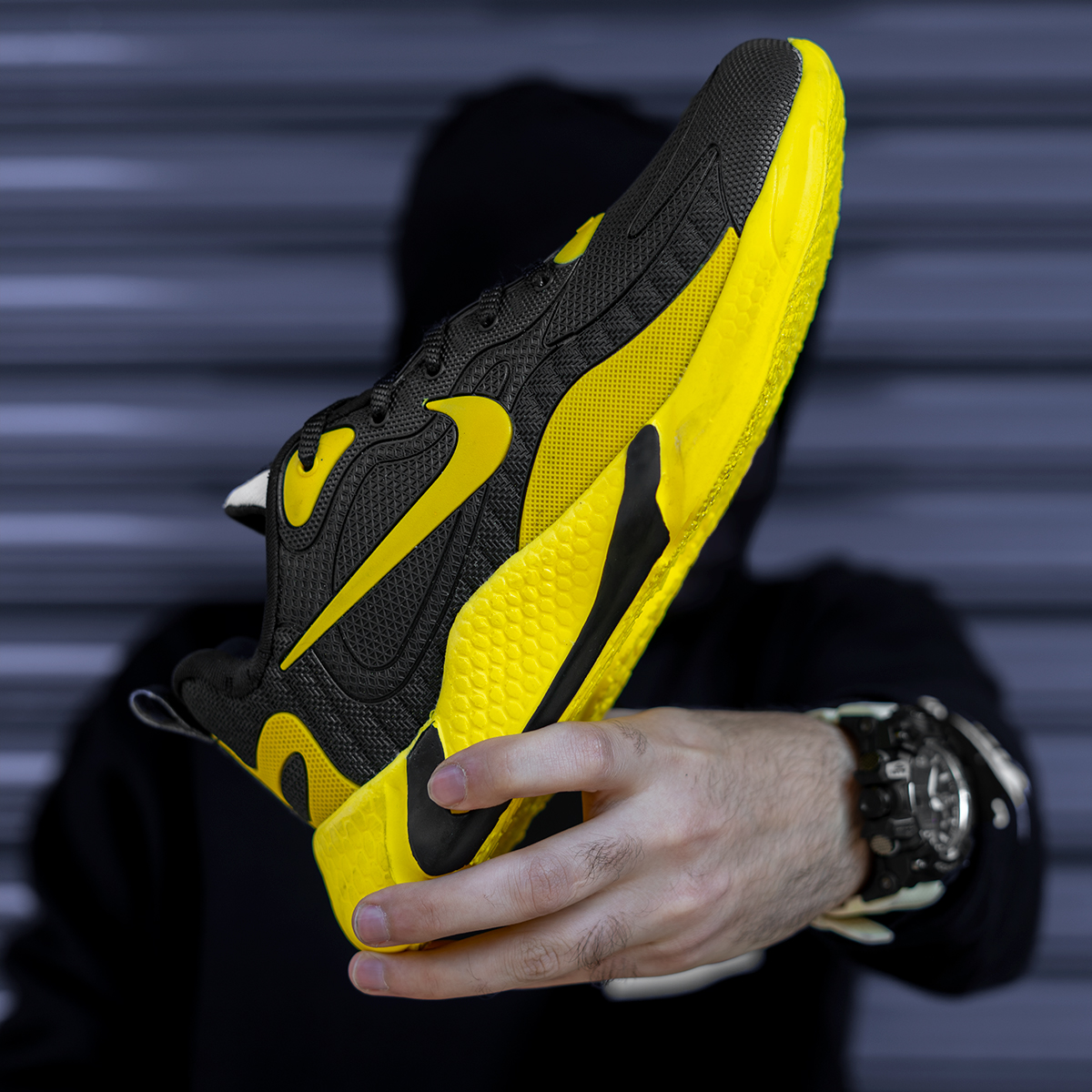 کفش ورزشی نایک مشکی زردمردانه مدلB709