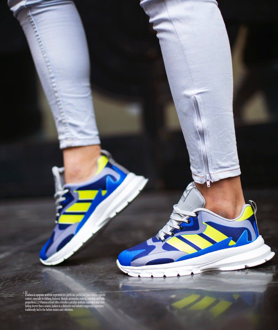 کفش ورزشی Adidas مردانه زرد آبی مدل Tacha