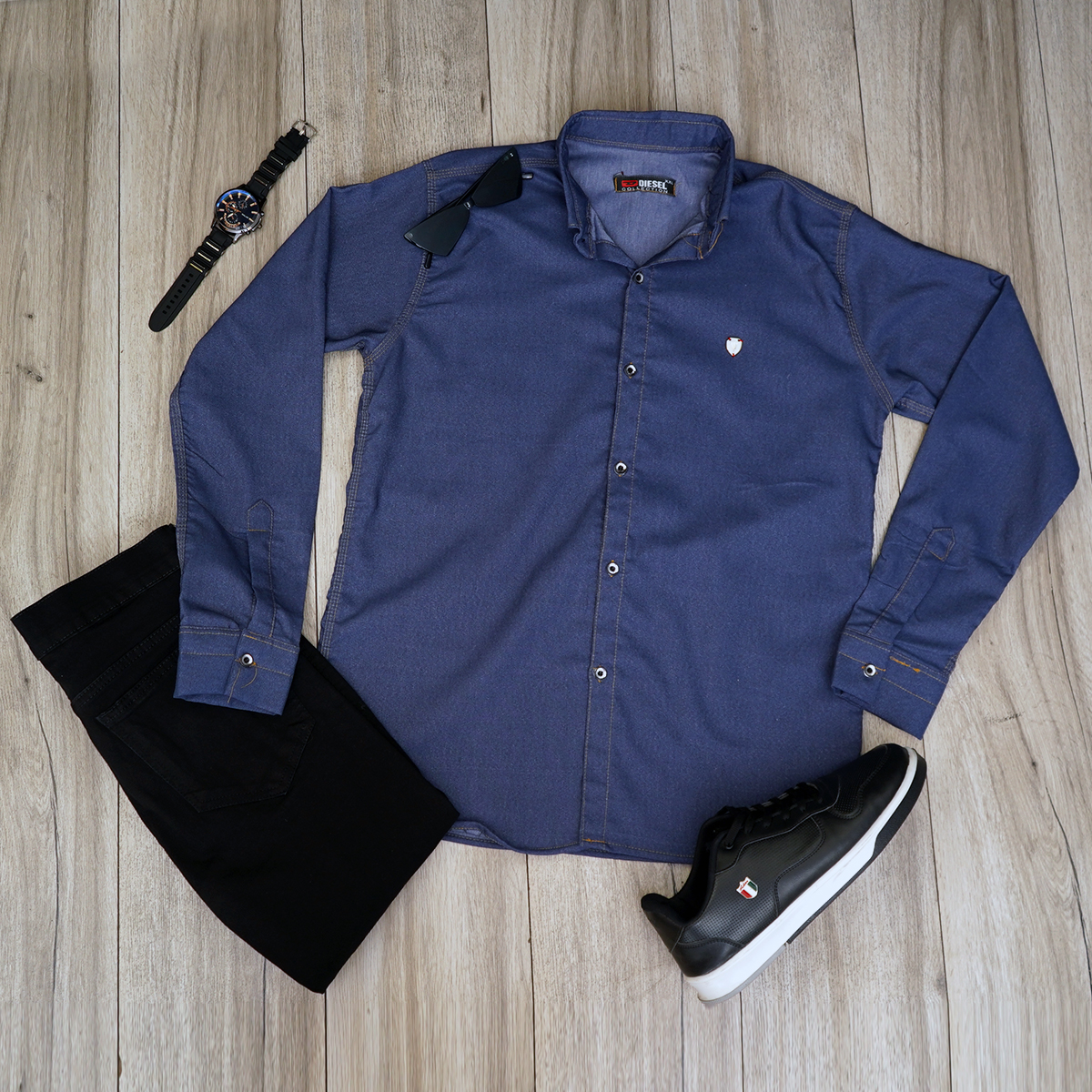 پیراهن مردانه آبی مدل Miad