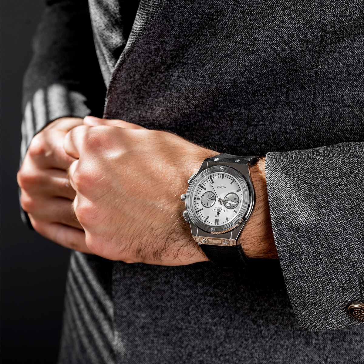 ساعت مچی Hublot نقره ای صفحه سفید مدل C70