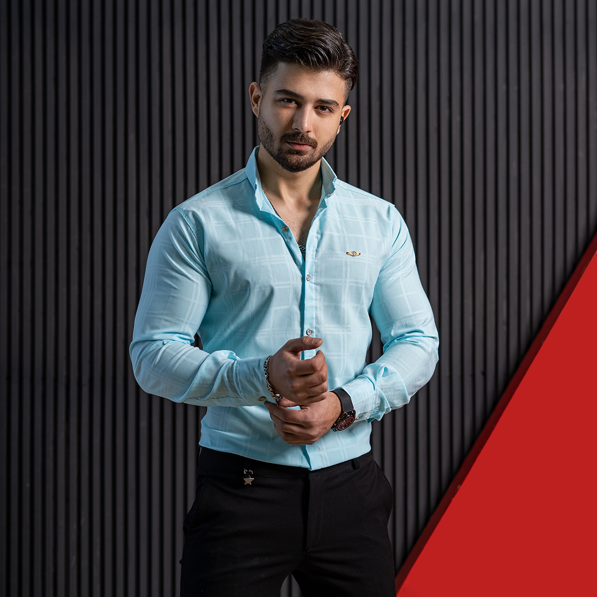 پیراهن مردانه آبی مدلFarzin