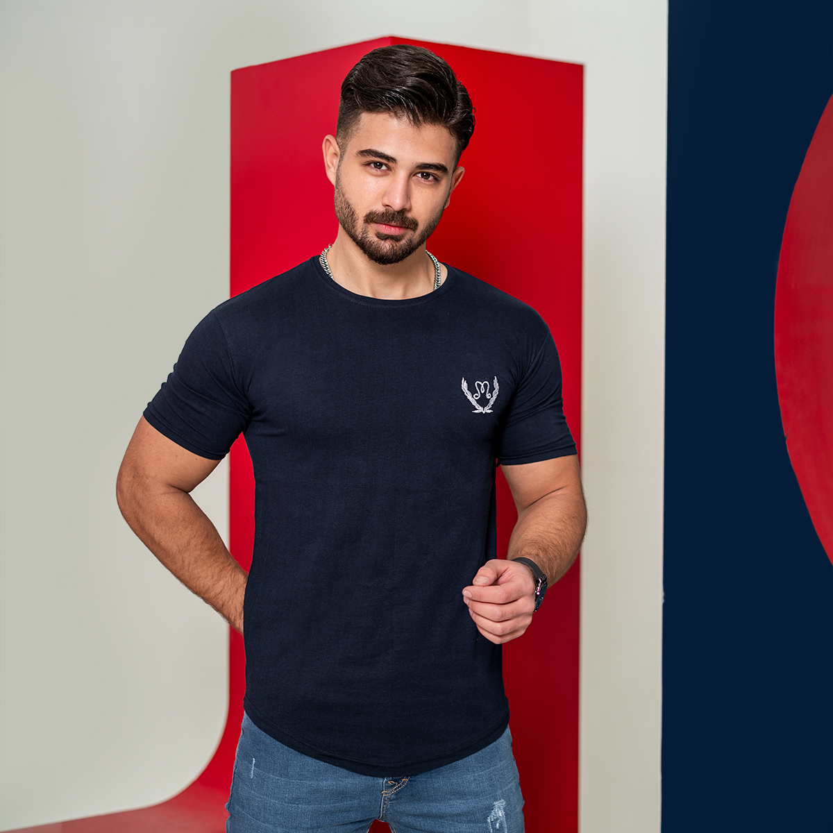 تیشرت مردانه سرمه ای مدل Maron