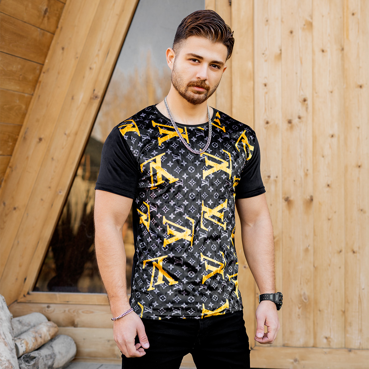 تیشرت مخمل مردانه مدل LV