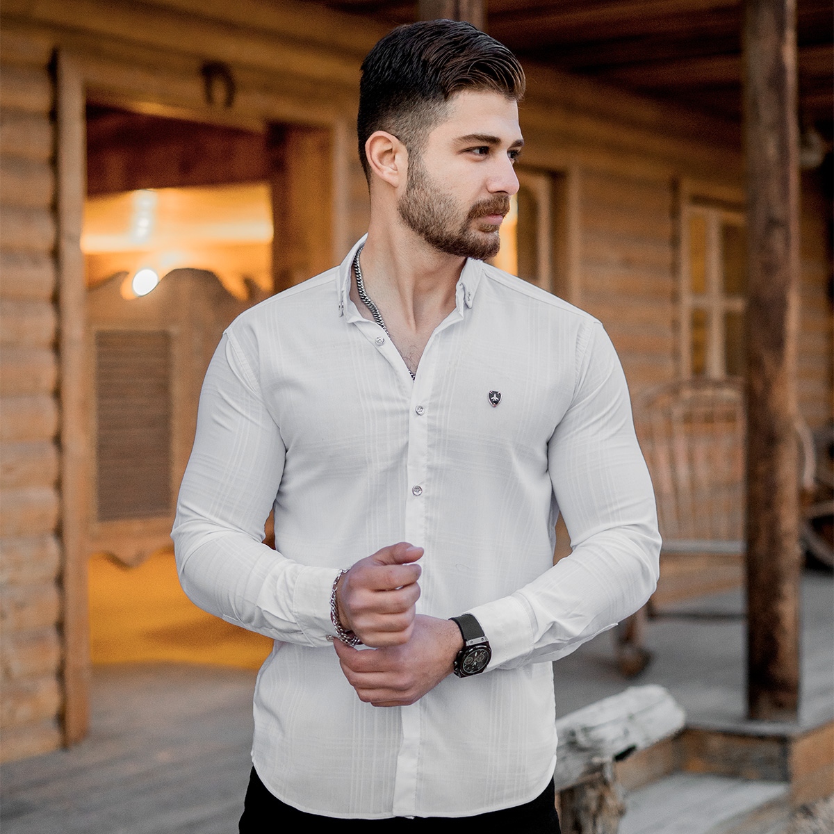 پیراهن مردانه سفید مدلFarzin