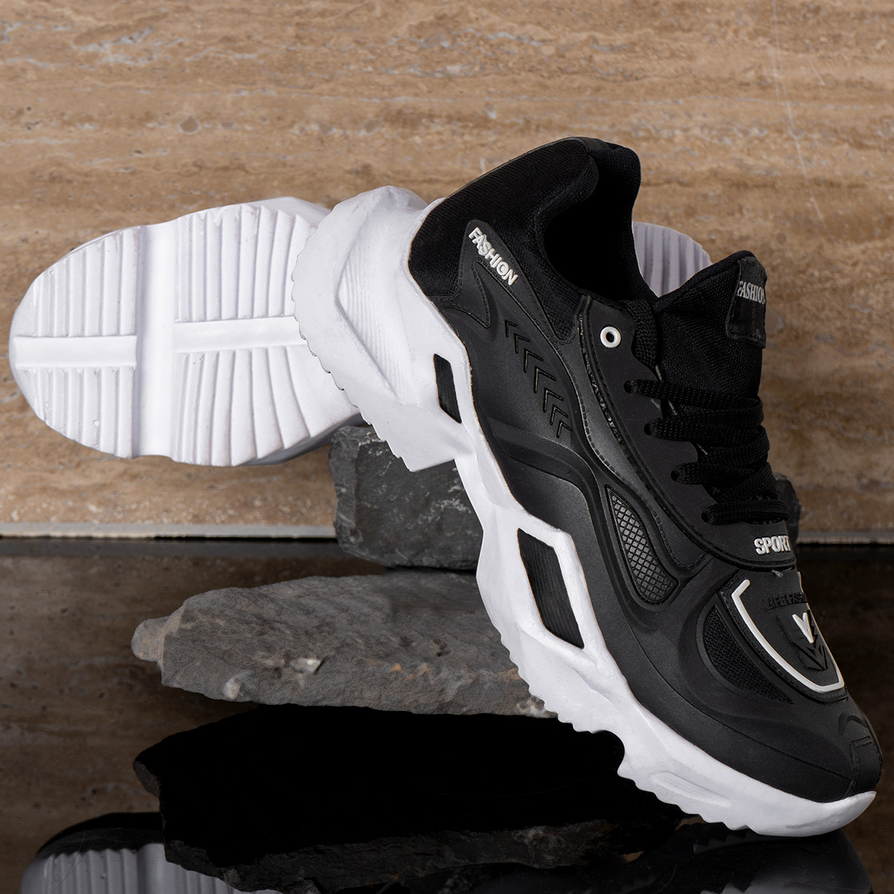 کفش ورزشی سفید مشکی مردانه مدل Y90