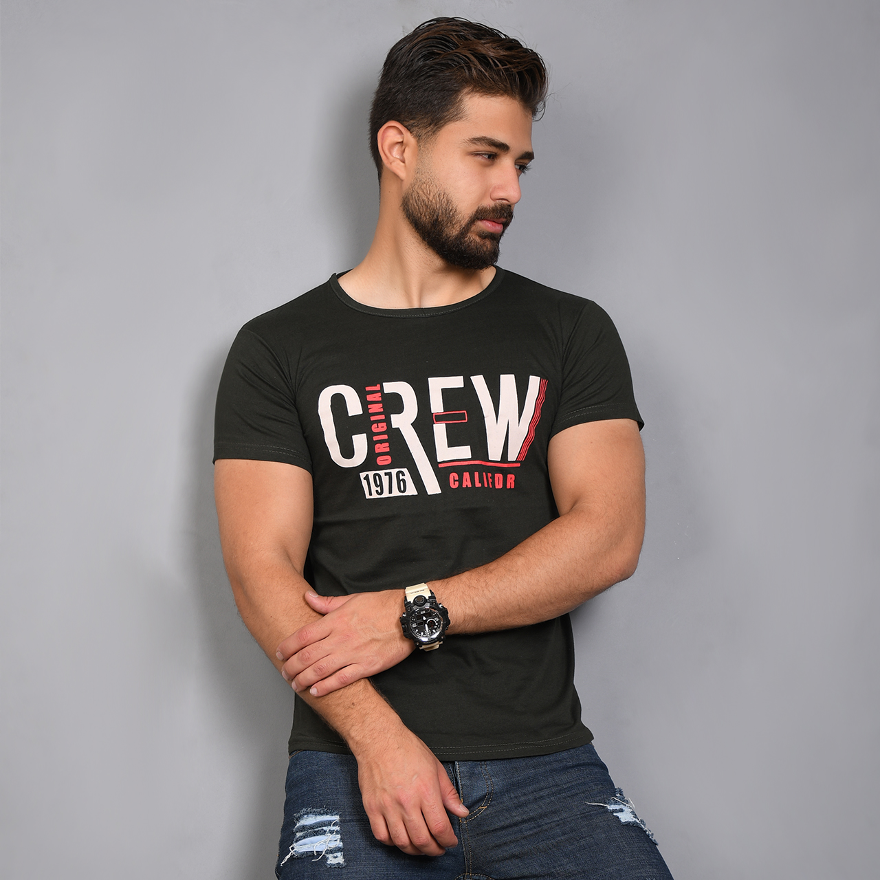 تیشرت مردانه سبز(T) مدل Crew