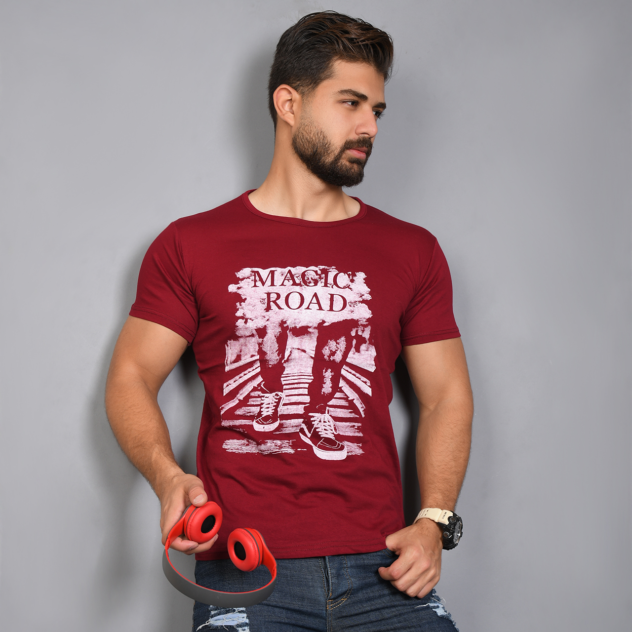 تیشرت (T) مردانه قرمز مدل magic