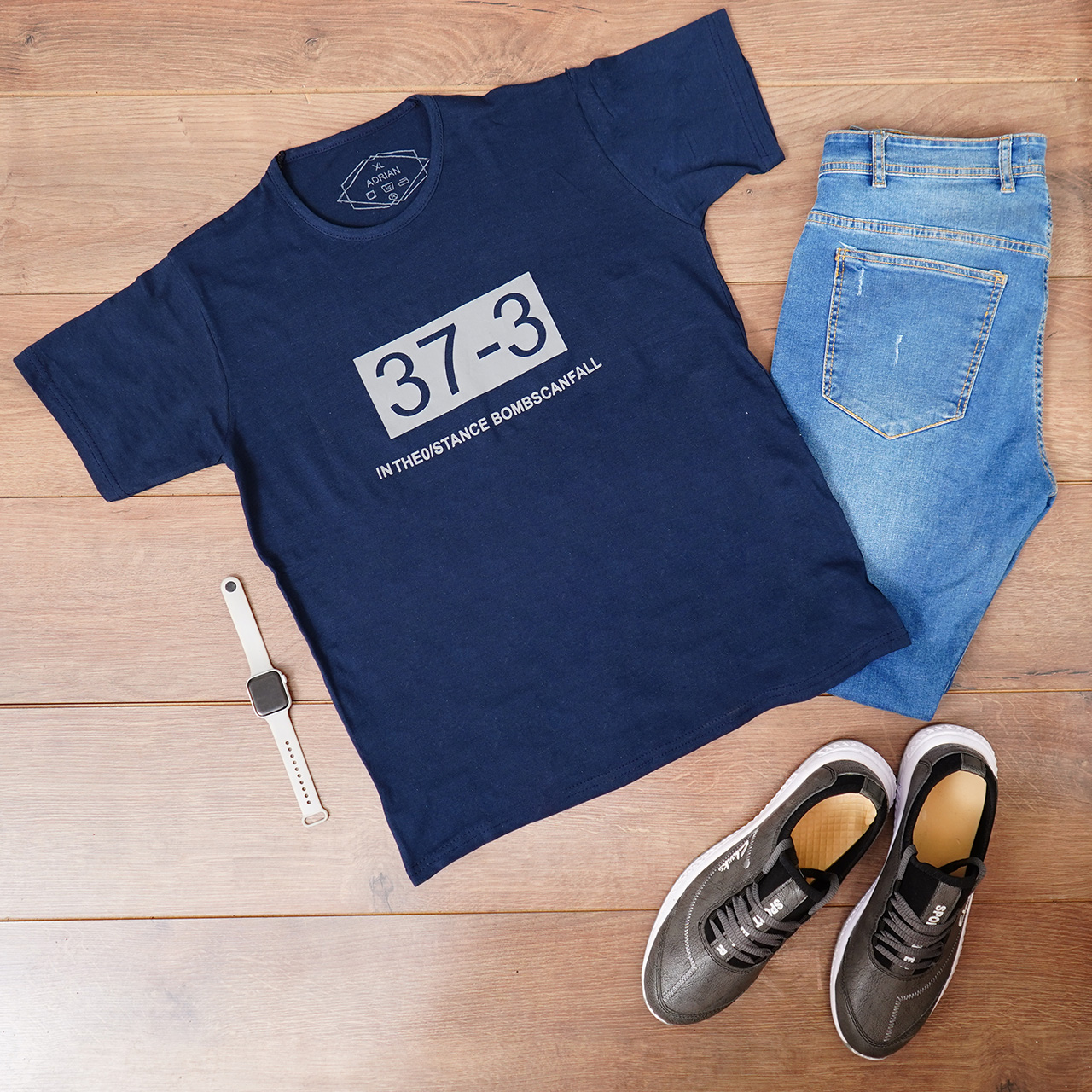 تیشرت مردانه سرمه ای(T) مدل 373