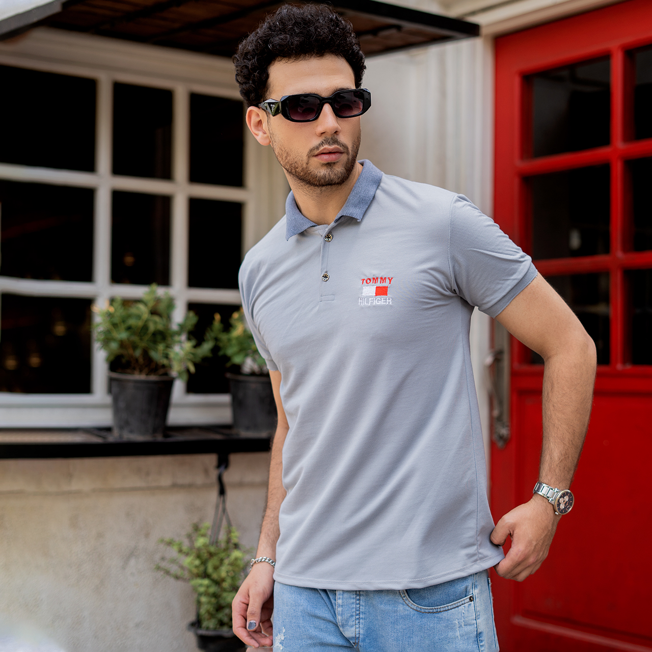 تیشرت جودون مردانه طوسی مدلJ52