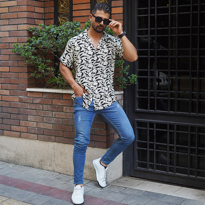 پیراهن هاوایی مردانه طرح ماهی مدل Fito