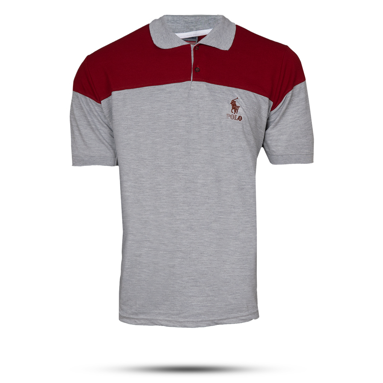 تیشرت مردانه POLO طوسی- زرشکی مردانه Mazyar