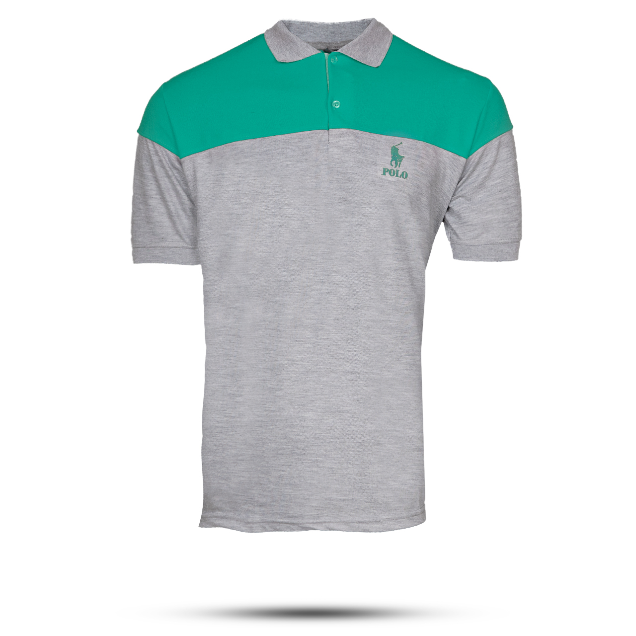 تیشرت مردانه POLO طوسی- سبزآبی مردانه Mazyar