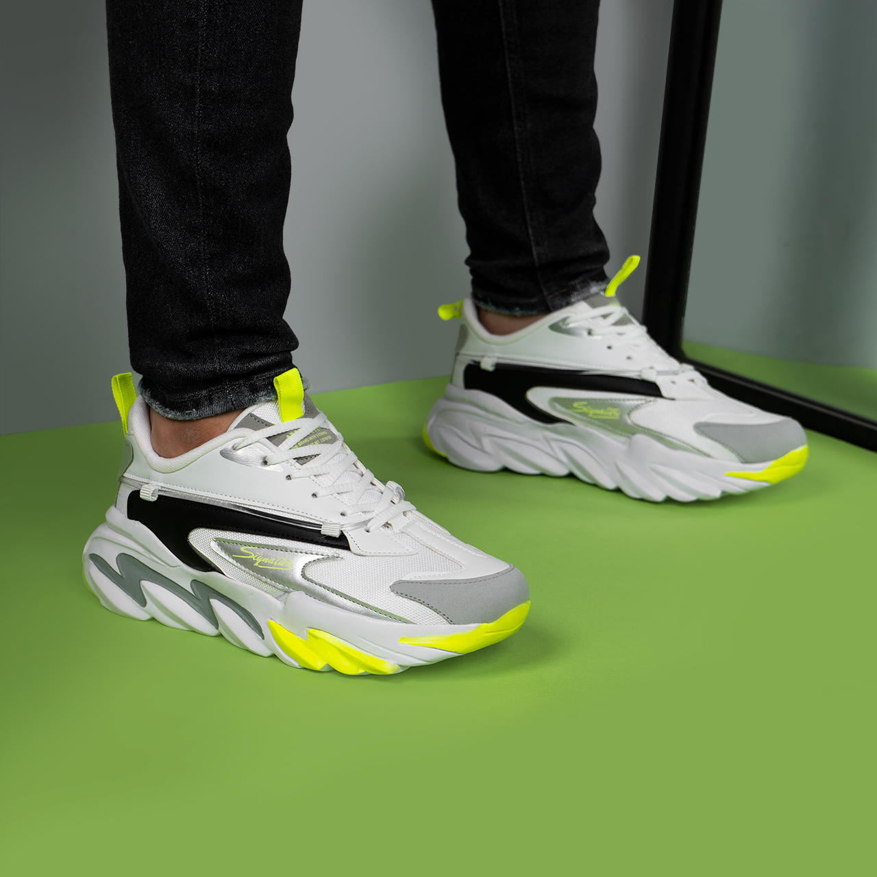 کفش ورزشی مردانه سفید سبز مدل Totio