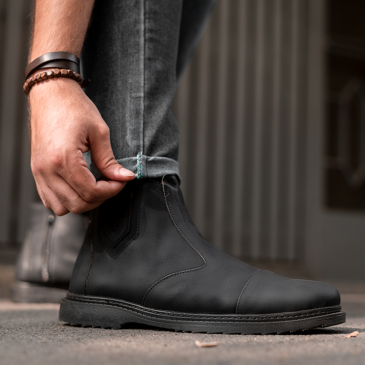 نیم بوت مردانه مشکی مات مدل Argan