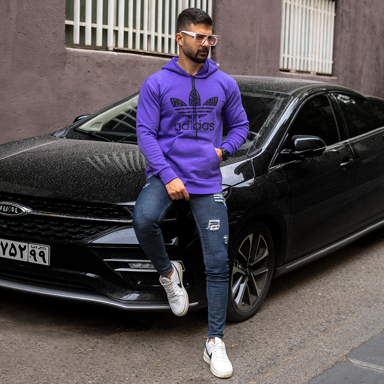 هودی Adidas مردانه بنفش مدلQs