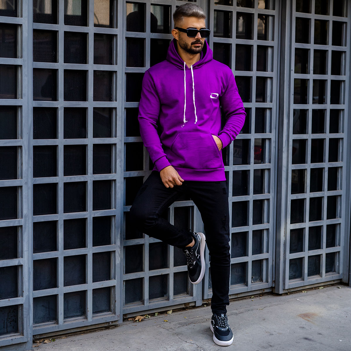 هودی مردانه نایک بنفش مدل Zanko