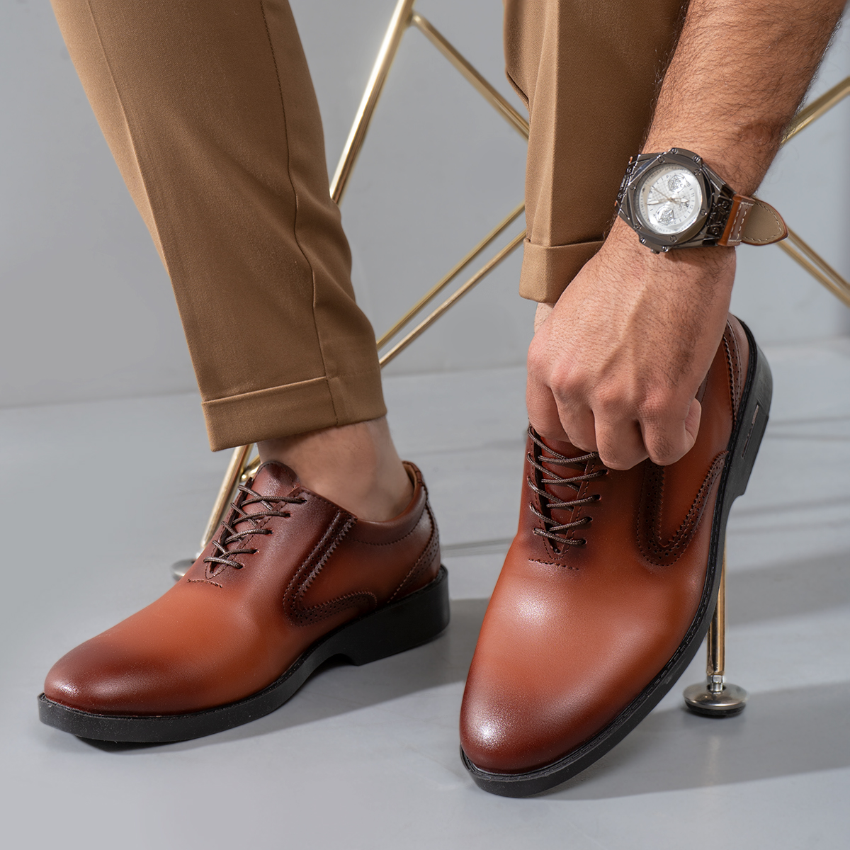 کفش رسمی مردانه عسلی مدل Tomaj