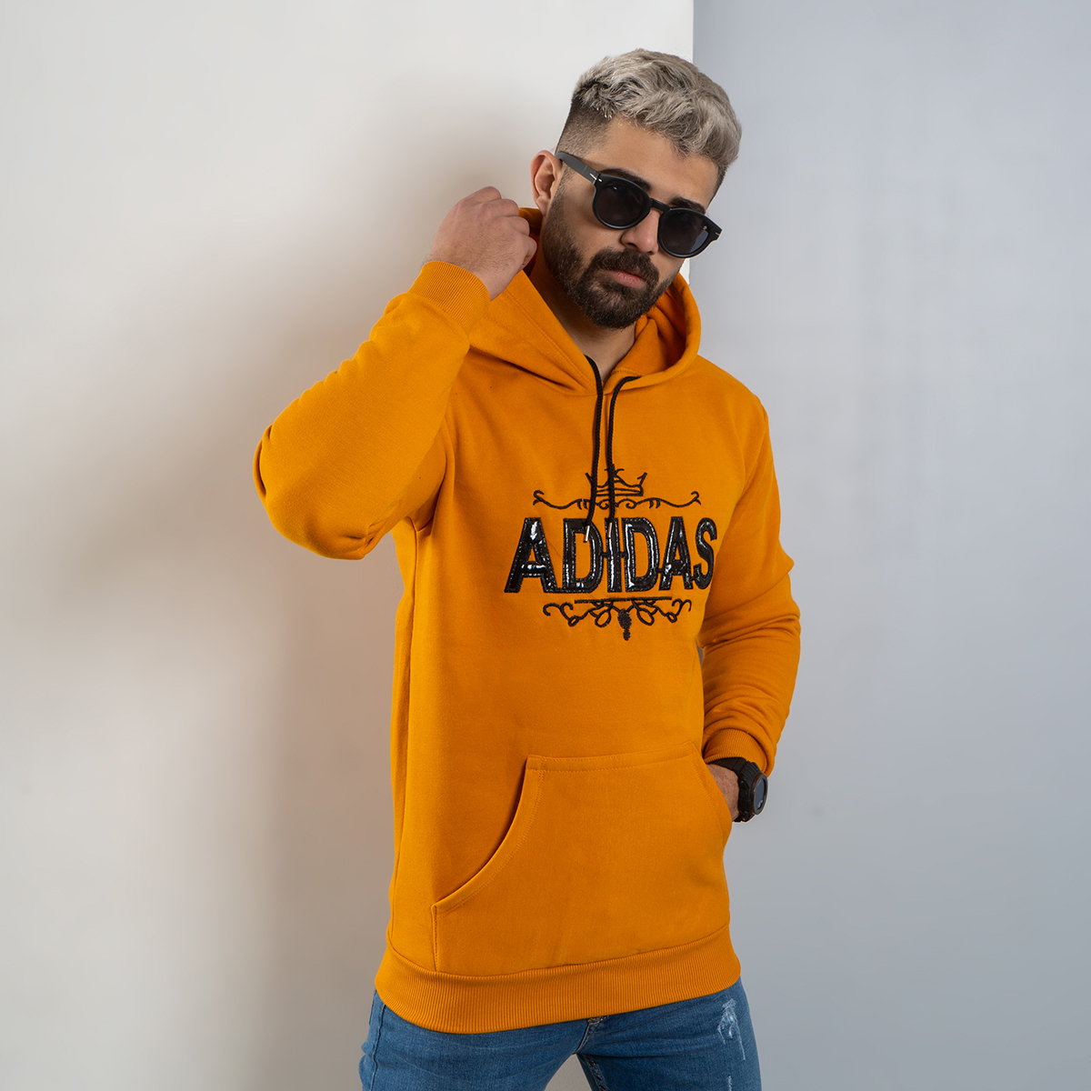 هودی مردانه Adidas خردلی مدل Sahand