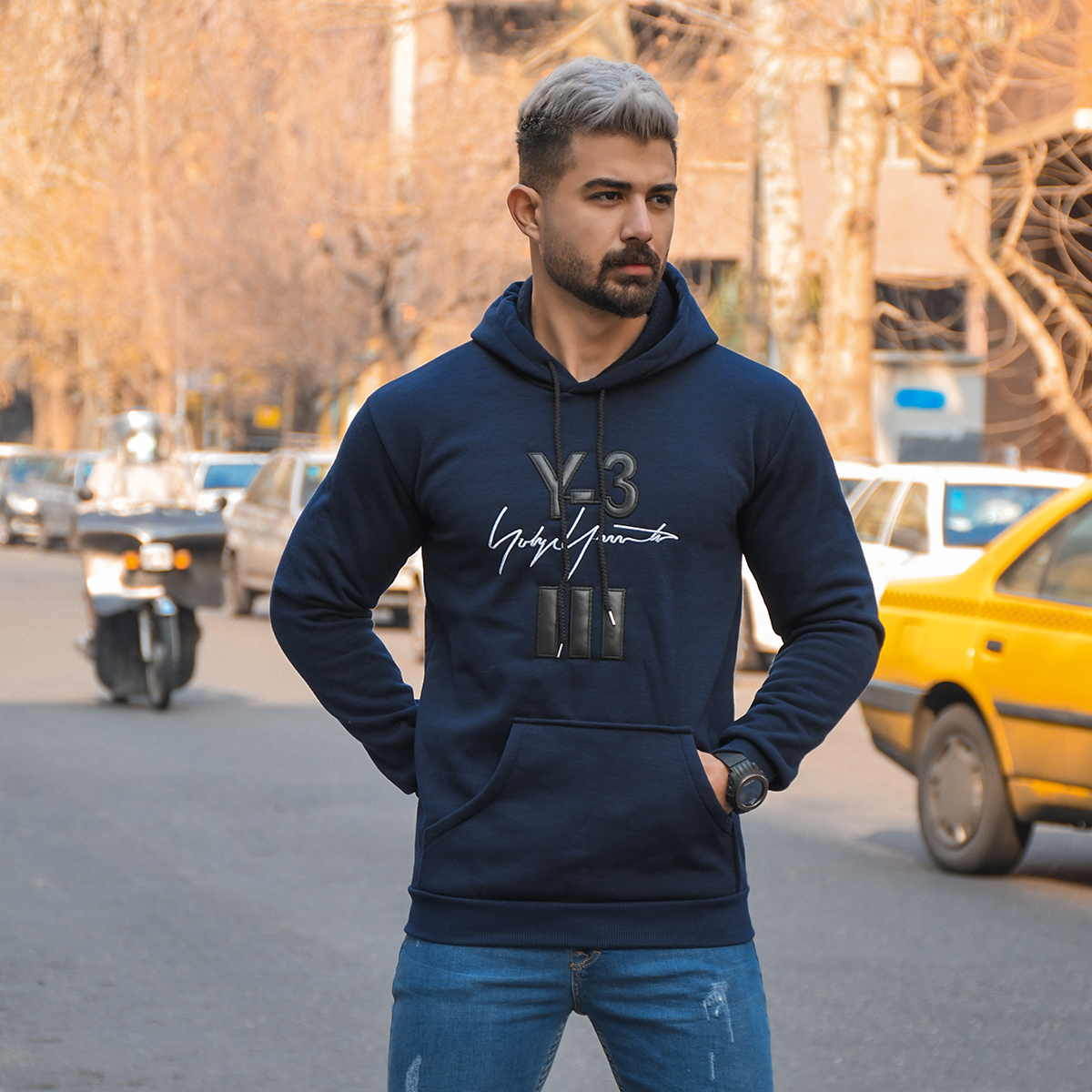 هودی مردانه Y-3 سرمه ای مدل Eric