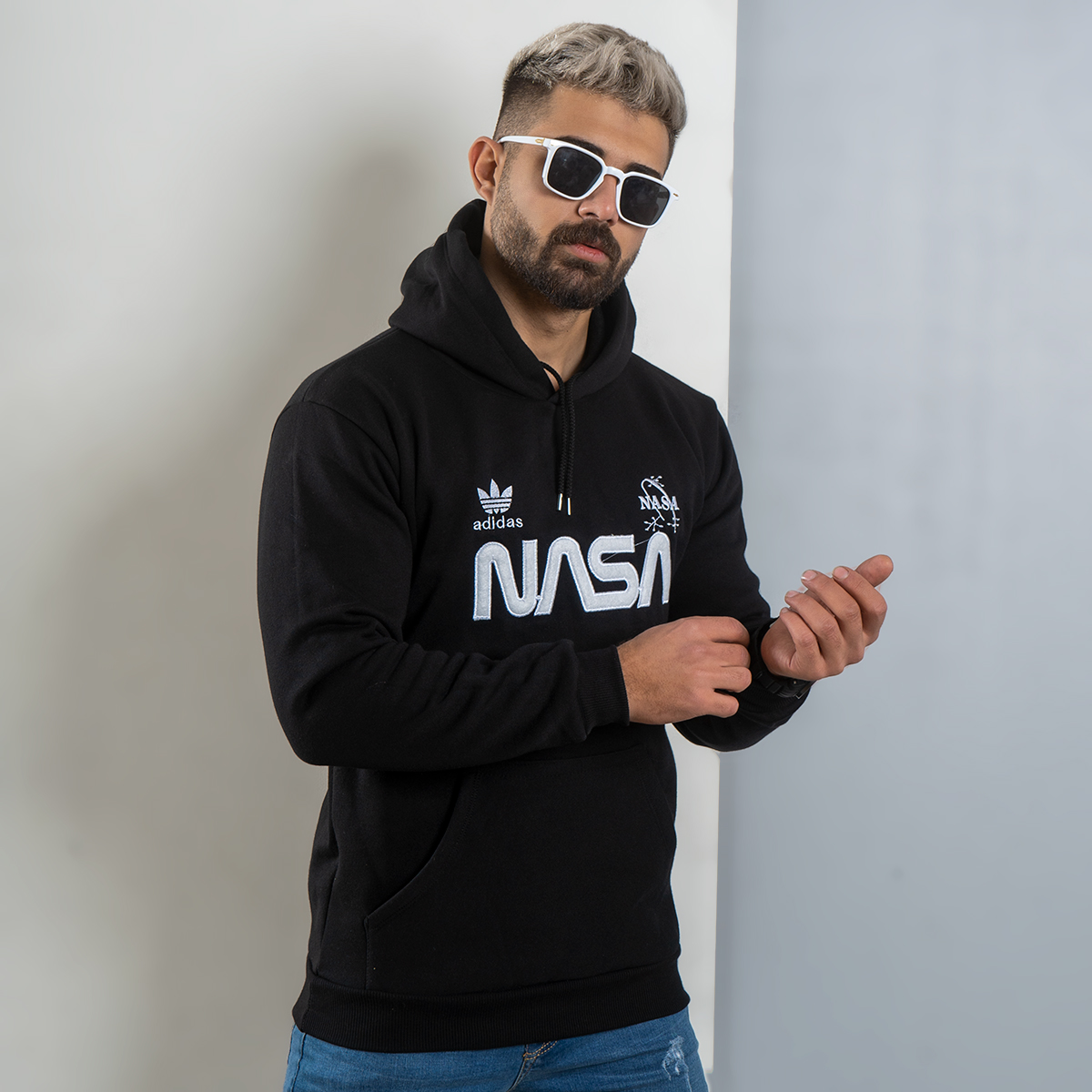 هودی مردانه Nasa مشکی مدل Jason