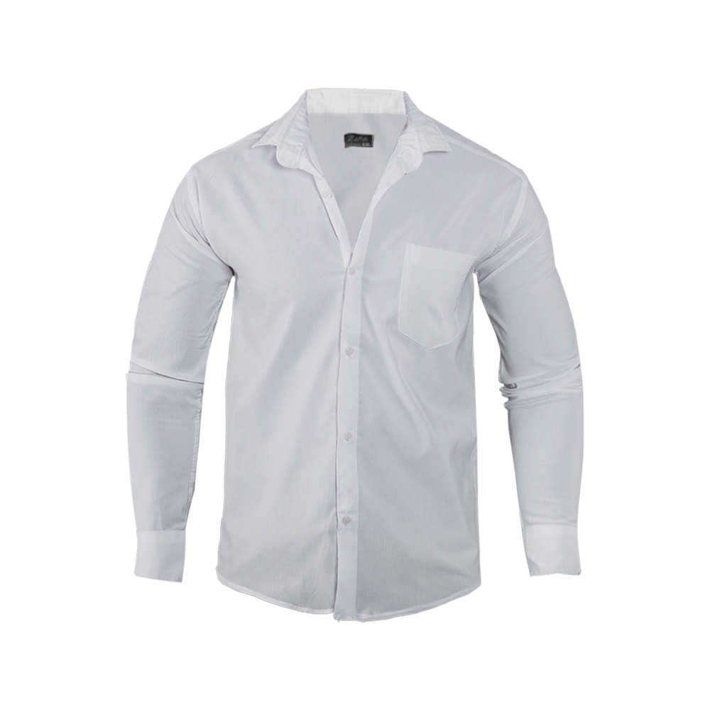 پیراهن مردانه سفید ساده جیب دار مردانه مدل VQ