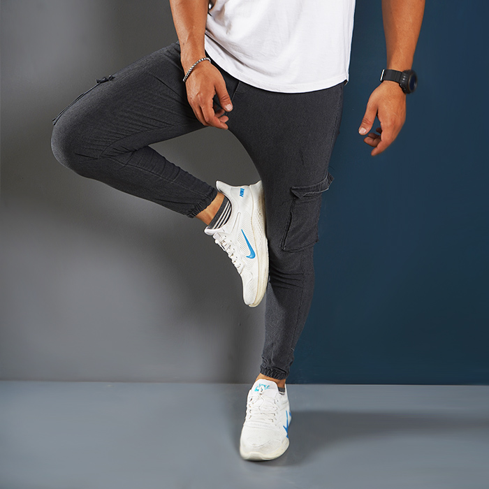 شلوار اسلش مردانه ذغالی مدل ROTAN