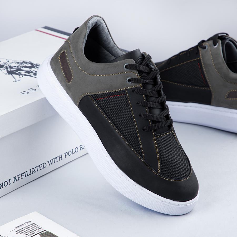 کفش تخت مردانه طوسی مشکی مدل Salin