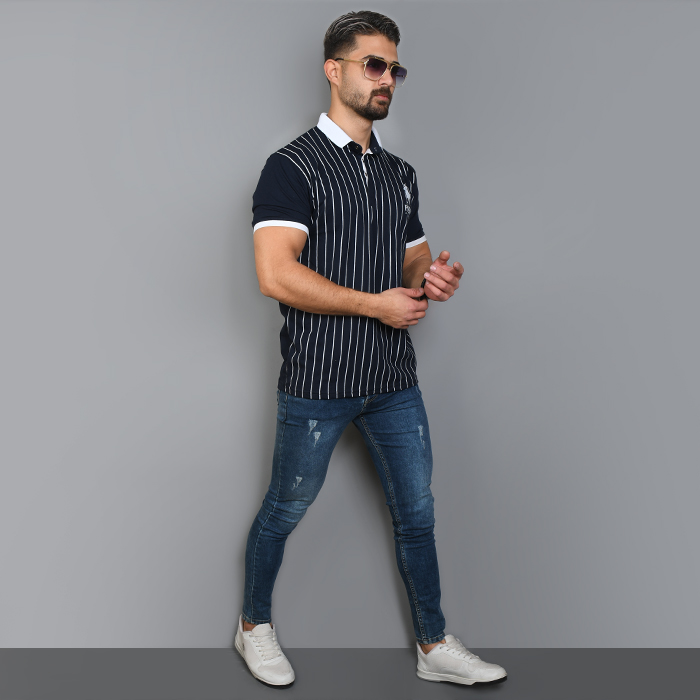 تیشرت مردانه سرمه ای مدل MONO