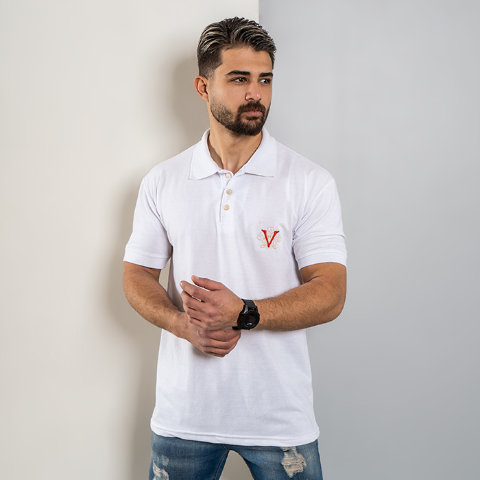 تیشرت V سفید مردانه مدل Sadra