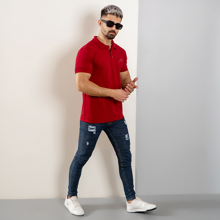 تیشرت مردانه زرشکی مدل burberry