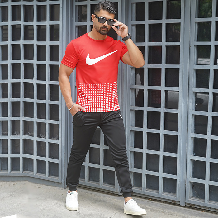 ست تیشرت شلوار Nike مردانه قرمز مدل Hesam